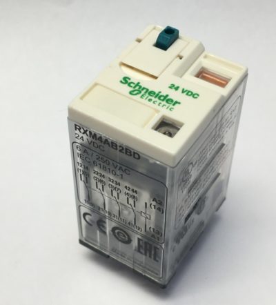 Schneider Electric RXM4AB2BD Zelio Relay RXM, relais miniature, embrochable, test+DEL - 4OF - 12A - 24VDC