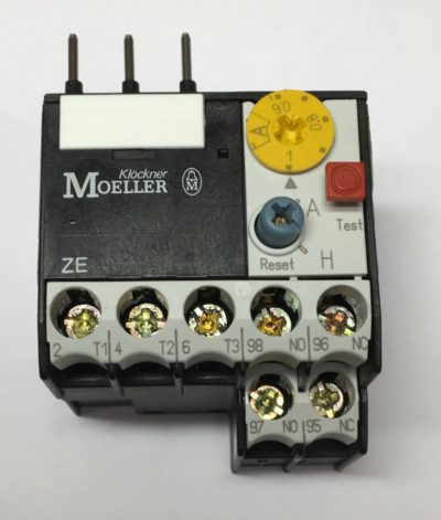 Moeller ZE-1.0 Relais thermique; Serie: DILEEM,DILEM; Prises: bornes a vis Amplitude de reglages de declancheur de haut courant 0.6…1.0A Temperature de travail -25...50°C