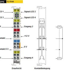Beckhoff EL1144 Borne d'entree numerique a 4 canaux 12 V CC  Acquiert les signaux de commande binaires et les transmet